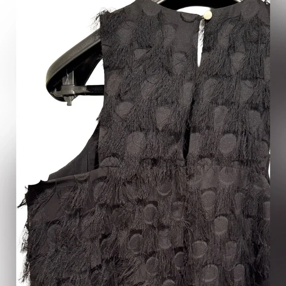 Anthropologie EUC Size 8 Pretty Black Sleeveless Fringe Cocktail Dress (0605) - Picture 7 of 12